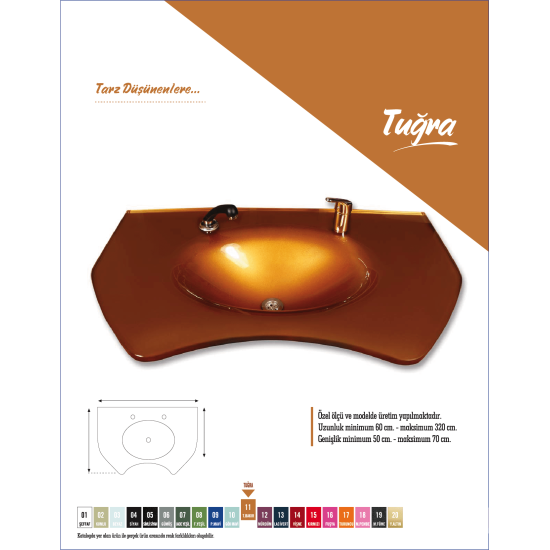 Cam Lavabo Tugra Modeli 80x56 cm - Cam Lavabo Modelleri