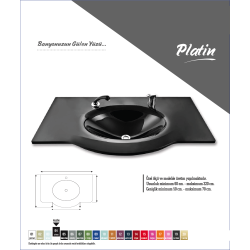 Cam Lavabo Platin Modeli 70x56 cm