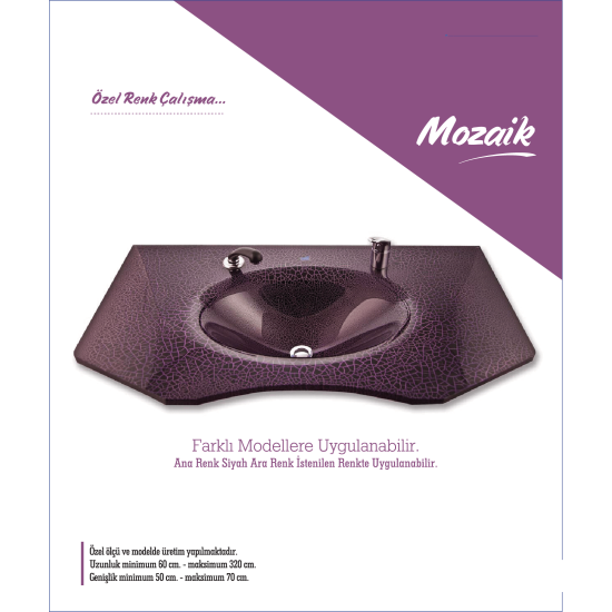Cam Lavabo Mozaik Modeli 70x56 cm - Cam Lavabo Modelleri