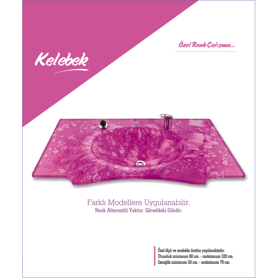 Cam Lavabo Kelebek Modeli 80x56 cm - Cam Lavabo Modelleri