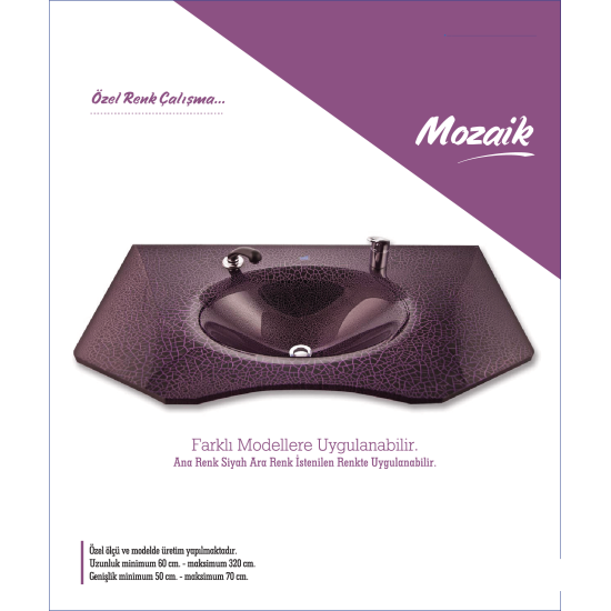 Cam Lavabo Mozaik Modeli 80x56 cm - Cam Lavabo Modelleri