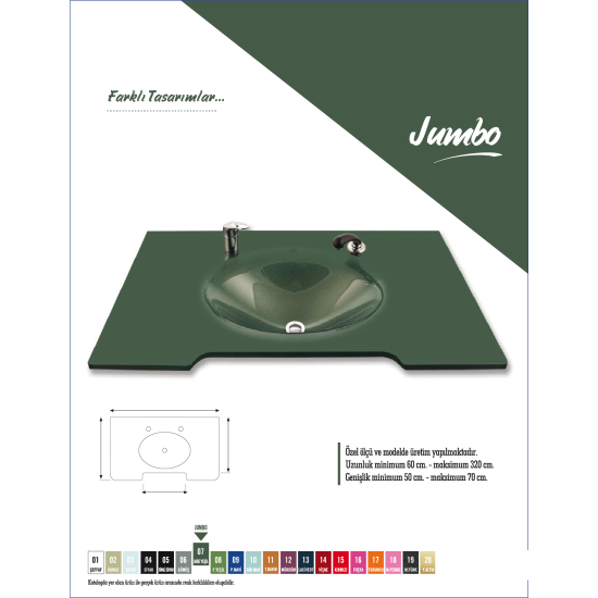 Cam Lavabo  jumbo Modeli 100x56 cm - Cam Lavabo Modelleri
