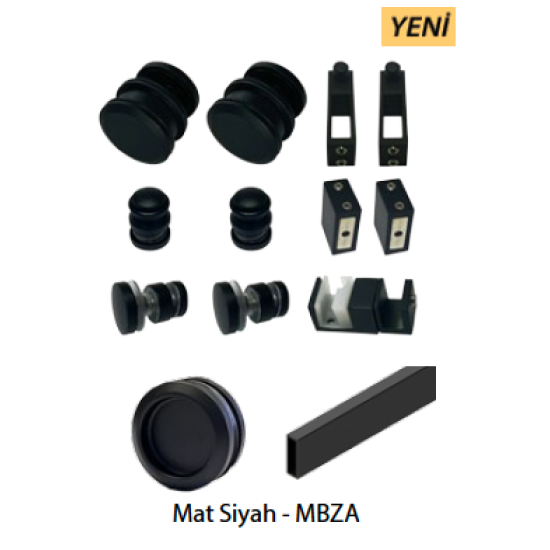 DUŞAKABİN SÜRME KAPI MEKANİZMA SETİ SİYAH - Thoor