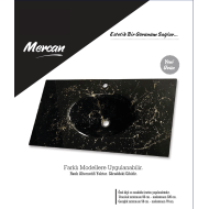Cam Lavabo Mermer Desen Gold Siyah 100x56 cm