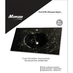Cam Lavabo Mermer Desen Gold Siyah 100x56 cm
