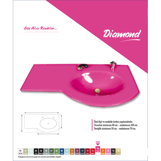 Cam Lavabo Diamond Modeli 100x56 cm - Cam Lavabo Modelleri