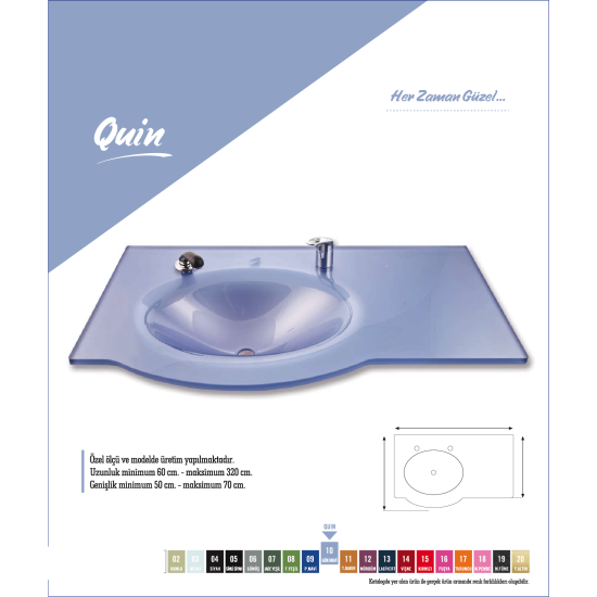 Cam Lavabo Quin Modeli 100x56 Cm - Cam Lavabo Modelleri