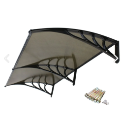 Kapı Üstü Pratik Sundurma 240 Cm X 80 Cm Siyah Ayak -Bronz Levha