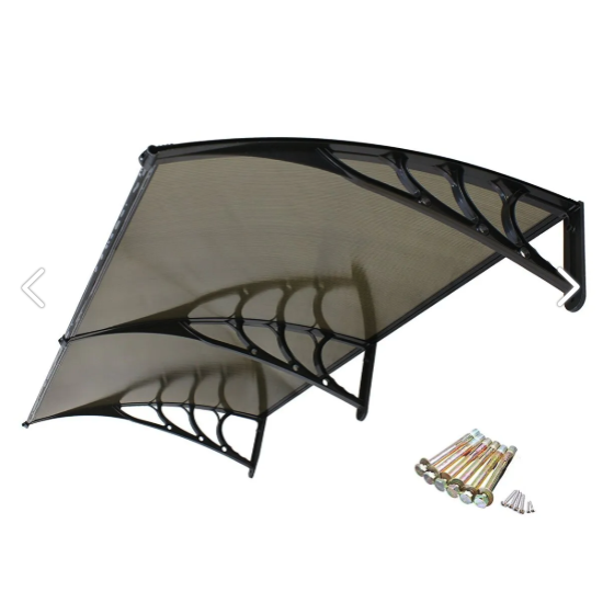 Kapı Üstü Pratik Sundurma 240 Cm X 80 Cm Siyah Ayak -Bronz Levha - Kapı Üstü Pratik Sundurma