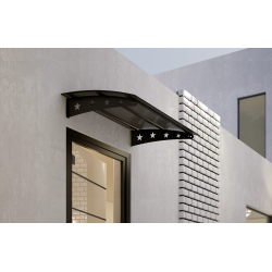 Metal Taşıyıcılı Kapı Üstü Pratik Sundurma Yıldız Modeli Antrasit - Siyah Levha 100 x 100 cm