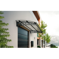 Metal Taşıyıcılı Kapı Üstü Pratik Sundurma Lotus Modeli Antrasit - Şeffaf Levha 100 x 100 cm