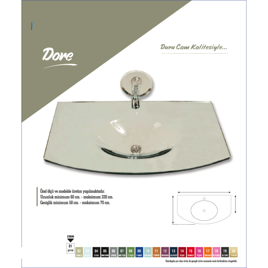 Cam Lavabo Dore Modeli 70x56 cm - Cam Lavabo Modelleri