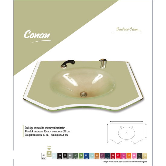 Cam Lavabo Conan Modeli 90x56 cm - Cam Lavabo Modelleri