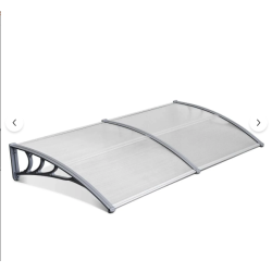 Kapı Üstü Pratik Sundurma 200 X 80 cm  Gri Ayak Şeffaf Levha