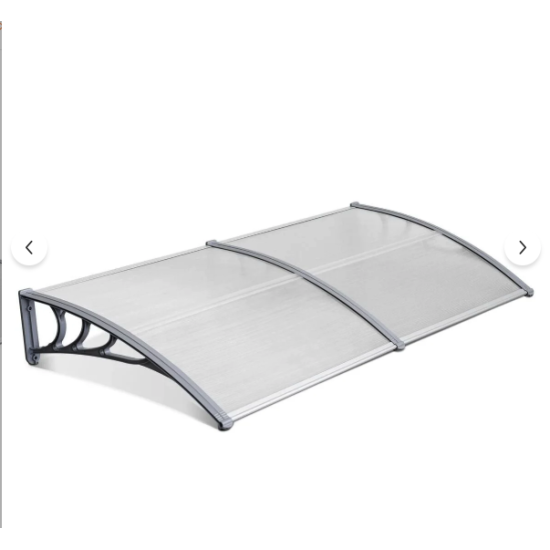 Kapı Üstü Pratik Sundurma 200 X 80 cm  Gri Ayak Şeffaf Levha - Kapı Üstü Pratik Sundurma