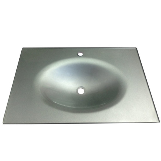 Cam Lavabo 12 mm 100 x 56 cm Metalik Gri - Cam Lavabo Modelleri