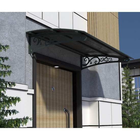 Metal Taşıyıcılı Kapı Üstü Pratik Sundurma Antrasit - Siyah Levha 170 x 100 Md2 - Metal Taşıyıcı Kapı Üstü Pratik Sundurma