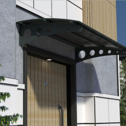 Metal Taşıyıcılı Kapı Üstü Pratik Sundurma Antrasit - Siyah Levha 170 x 100 Md1