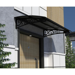 Metal Taşıyıcılı Kapı Üstü Pratik Sundurma Siyah - Siyah Levha 260 x 70 Md2