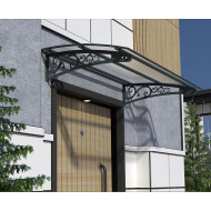 Metal Taşıyıcılı Kapı Üstü Pratik Sundurma Antrasit - Şeffaf Levha 350 x 150 Md2