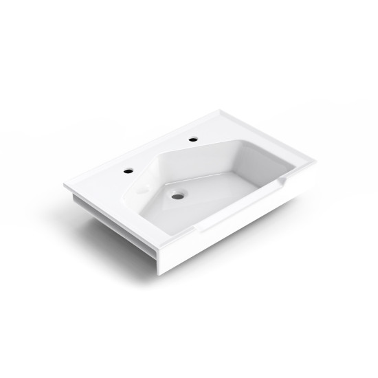 Seramik Kuaför Lavabosu 75 cm Beyaz Erkek Kare Lavabo - Seramik Kuaför Lavaboları