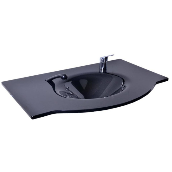 Kuaför Cam Lavabo 12 mm 100 x 56 cm Siyah K213 - Cam Lavabo Modelleri