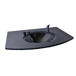 Kuaför Cam Lavabo 12 mm 100 x 56 cm Siyah K212