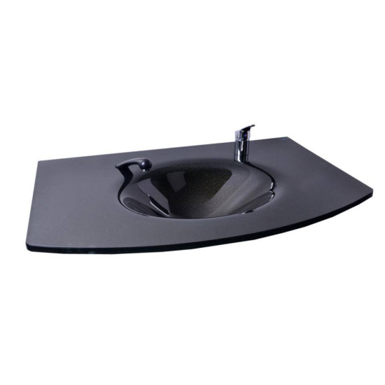 Kuaför Cam Lavabo 12 mm 100 x 56 cm Siyah K212 - Cam Lavabo Modelleri