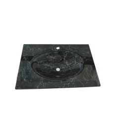 Cam Lavabo 15 mm 100 x 56 cm Gri Desenli Siyah
