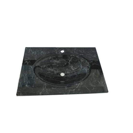 Cam Lavabo 15 mm 100 x 56 cm Gri Desenli Siyah - Desenli Cam Lavabo Modelleri