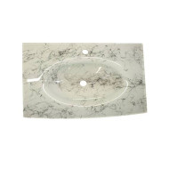 Cam Lavabo 15 mm 100 x 56 cm Beyaz Siyah Desenli