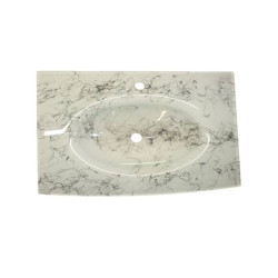 Cam Lavabo 15 mm 100 x 56 cm Beyaz Siyah Desenli