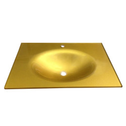 Cam Lavabo 15 mm 80 x 56 cm Altın Rengi