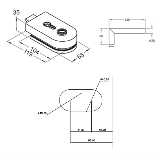 THOOR ROUND CAM KAPI KİLİDİ KISA (120 mm) - Rondo Cam Kapı Kolları
