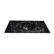 Cam Lavabo Mermer Desen Siyah Beyaz 100x56 cm