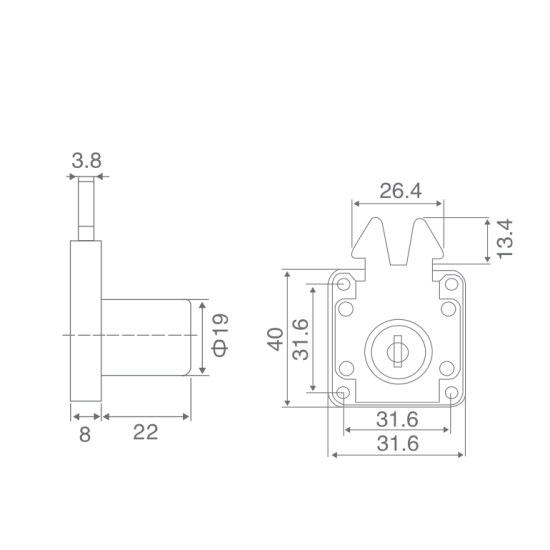 Canex Sürgülü Çekmece Kilidi 22 mm 01.202.022 - Mobilya Kilitleri