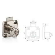 Canex Kare Çekmece Kilidi Nikel 22 mm