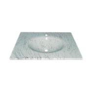 Cam Lavabo Mermer Desen Gümüş 100x56 cm