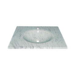 Cam Lavabo Mermer Desen Gümüş 100x56 cm