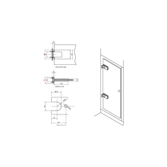 KD 070/30-100 Paraduş Mentşe Cam Duvar - Paraduş Menteşeler