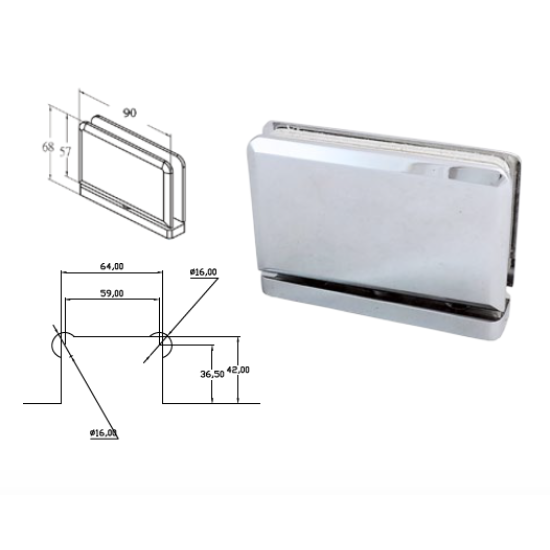 HT-3060-PSS YAYLI CAM KAPI MENTEŞESİ PİVOT - Cam Kapı Menteşeleri