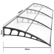 LUPIN Kapı Pencere Üstü Pratik Sundurma 105x360 - Şeffaf
