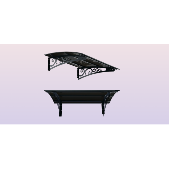 Metal Taşıyıcılı Kapı Üstü Pratik Sundurma Antrasit - Siyah Levha 110 x 70 Md2 - Metal Taşıyıcı Kapı Üstü Pratik Sundurma