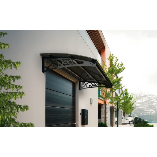 Metal Taşıyıcılı Kapı Üstü Pratik Sundurma Antrasit - Siyah Levha 100 x 70 Md2 - Metal Taşıyıcı Kapı Üstü Pratik Sundurma