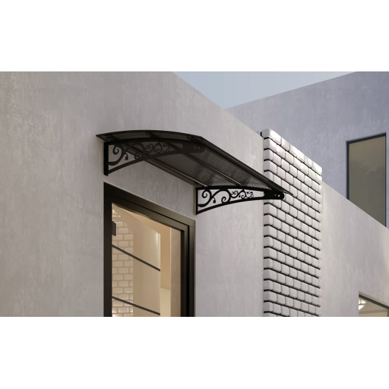 Metal Taşıyıcılı Kapı Üstü Pratik Sundurma Antrasit - Siyah Levha 100 x 70 Md2 - Metal Taşıyıcı Kapı Üstü Pratik Sundurma