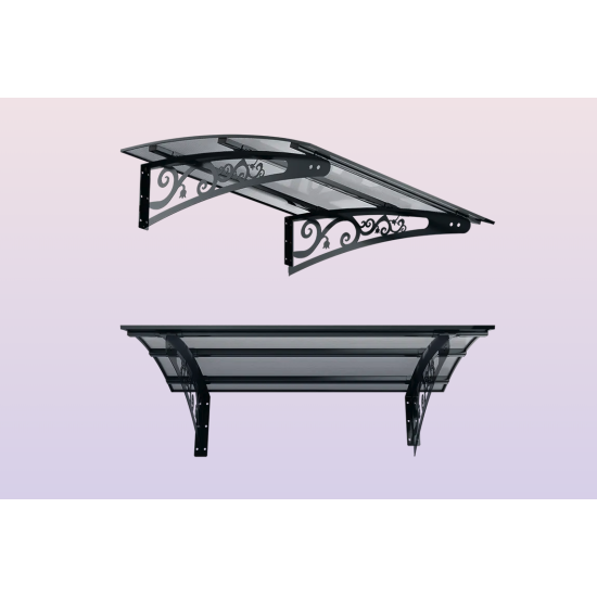 Metal Taşıyıcılı Kapı Üstü Pratik Sundurma Antrasit - Şeffaf Levha 200 x 150 Md2 - Metal Taşıyıcı Kapı Üstü Pratik Sundurma