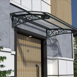 Metal Taşıyıcılı Kapı Üstü Pratik Sundurma Antrasit - Şeffaf Levha 200 x 100 Md2