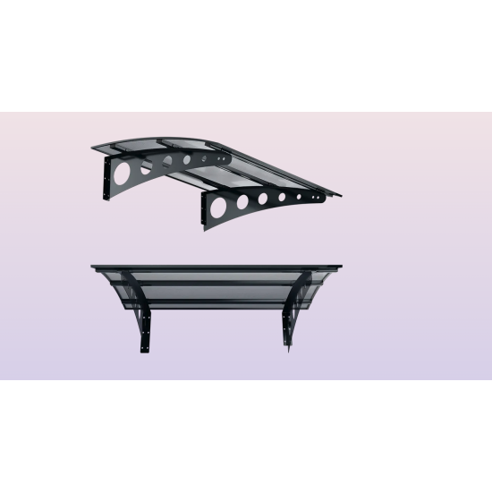 Metal Taşıyıcılı Kapı Üstü Pratik Sundurma Antrasit - Şeffaf Levha 120 x 70 Md1 - Metal Taşıyıcı Kapı Üstü Pratik Sundurma