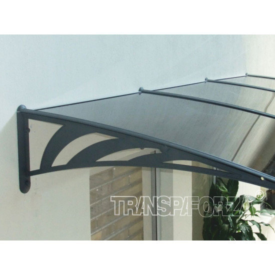 Transpaforza TF STD 1.12 Kapı Üstü Sundurma 360 X 100 Gri 3 mm Solid levha - Alüminyum Ayaklı Sundurmalar
