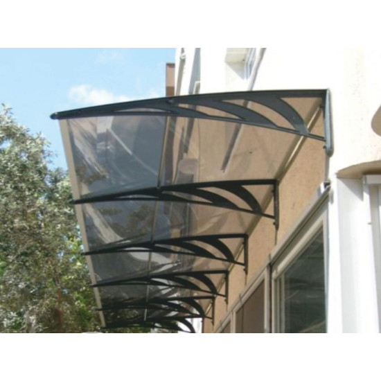 Transpaforza TF STD 1.12 Kapı Üstü Sundurma 360 X 100 Bronz 3 mm Solid levha - Alüminyum Ayaklı Sundurmalar